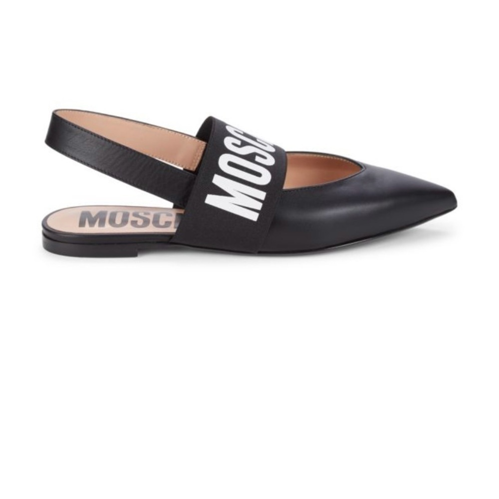 MOSCHINO Logo Leather Slingback Flats size 6 EU size 36 - Picture 3 of 11